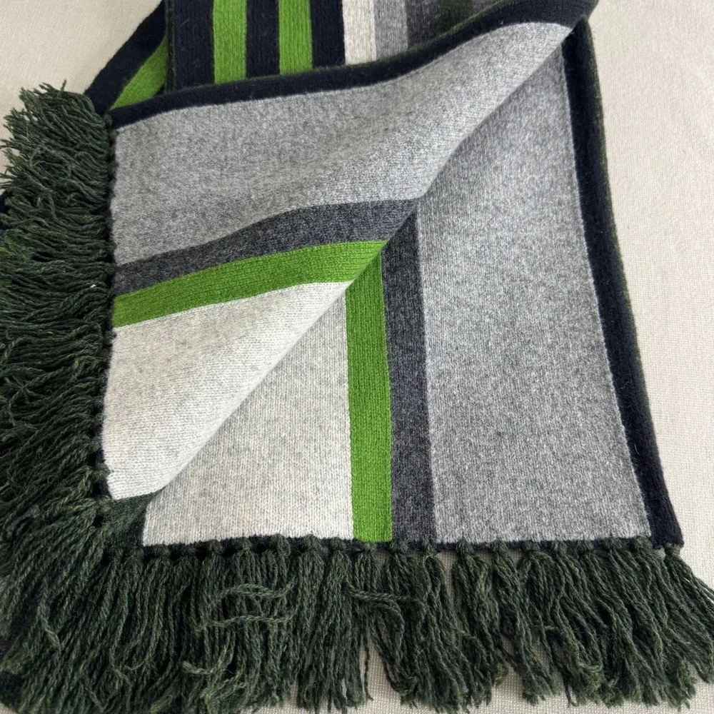 Express Lambswool Scarf Striped‎ Green/Gray/Black/White